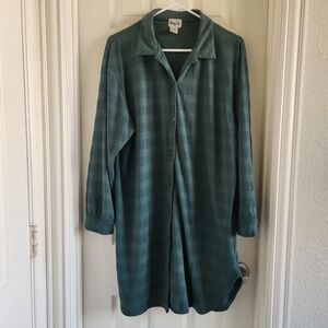 Vanity Fair Emerald Green Nightgown Size XL Textured Stripes